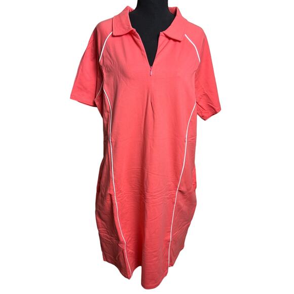 Sport Savvy French Terry Polo Collar Zip Raglan Sleeve Dress CORAL NWOT SIZE XL - Picture 4 of 9